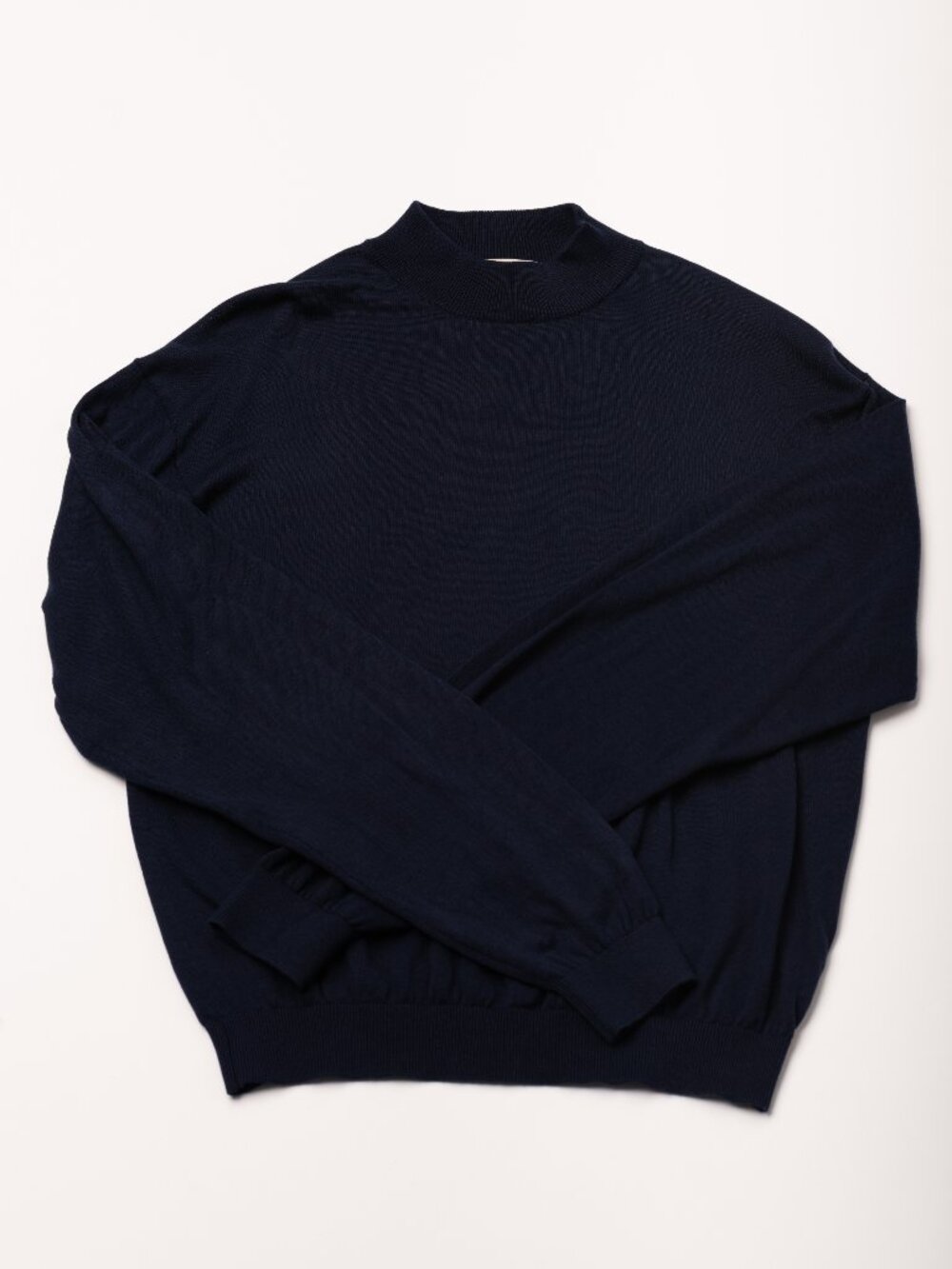 Pronto Uomo Navy Blue Mock Neck Silk Cotton Sweater Sz Large EUC Layering